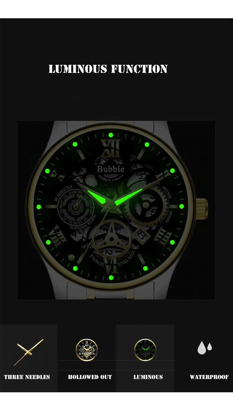 Men's Luxury Quartz Watch - Roman Numeral Waterproof Wristwatch