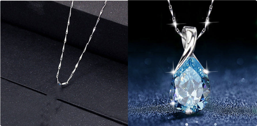 Fashion Blue Crystal European And American Retro Silver Plated Dignified Pendant