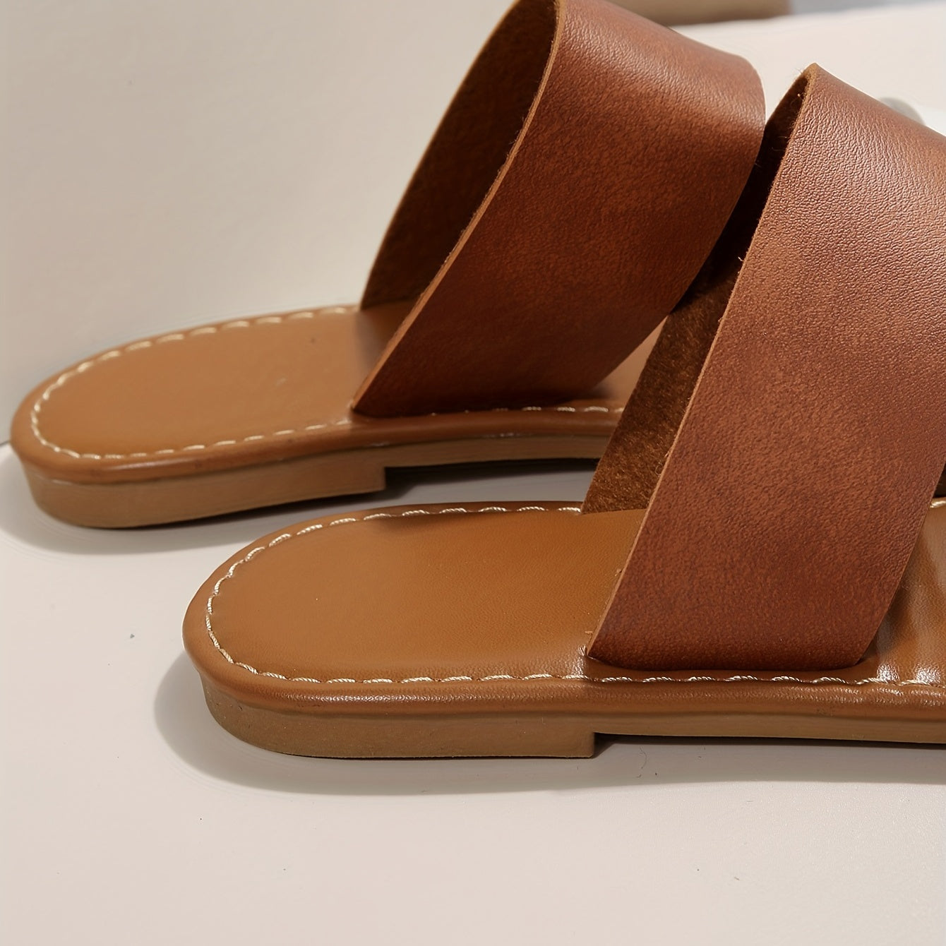 Women's Contrast Color Slide Sandals - Casual Flat Beach Shoes