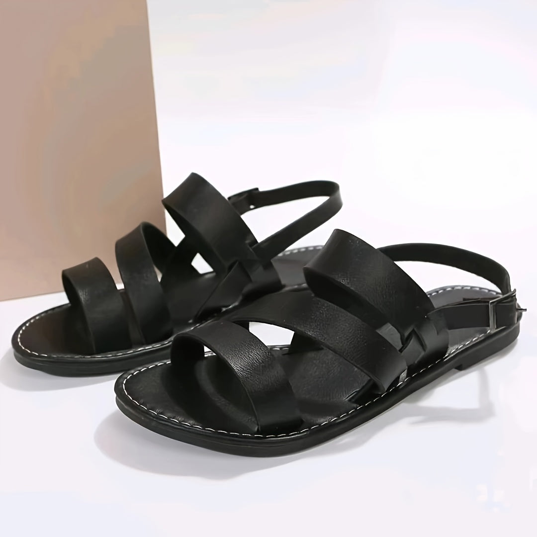 Women's Crisscross Strap Flat Sandals - Adjustable Roman Beach Sandals