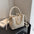 Women's White Pleated Bucket Bag - Elegant Crossbody Shoulder Handbag