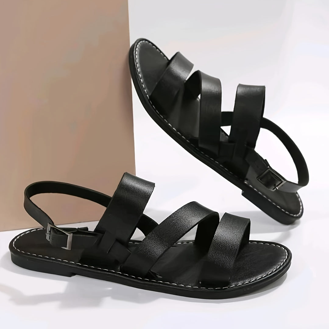 Women's Crisscross Strap Flat Sandals - Adjustable Roman Beach Sandals