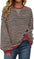 Fisoew Womens Striped Oversized Sweatshirt Color Block Crew Neck Long Sleeve Shirt Casual Loose Pullover Top Y2K Clothes