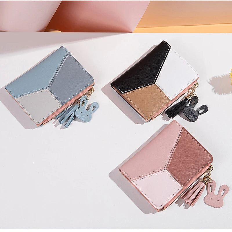 COLORBLOCK ZIP WALLET – TASSEL & BUNNY CHARM