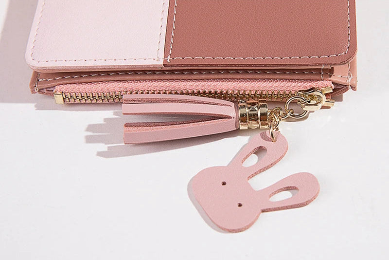 COLORBLOCK ZIP WALLET – TASSEL & BUNNY CHARM