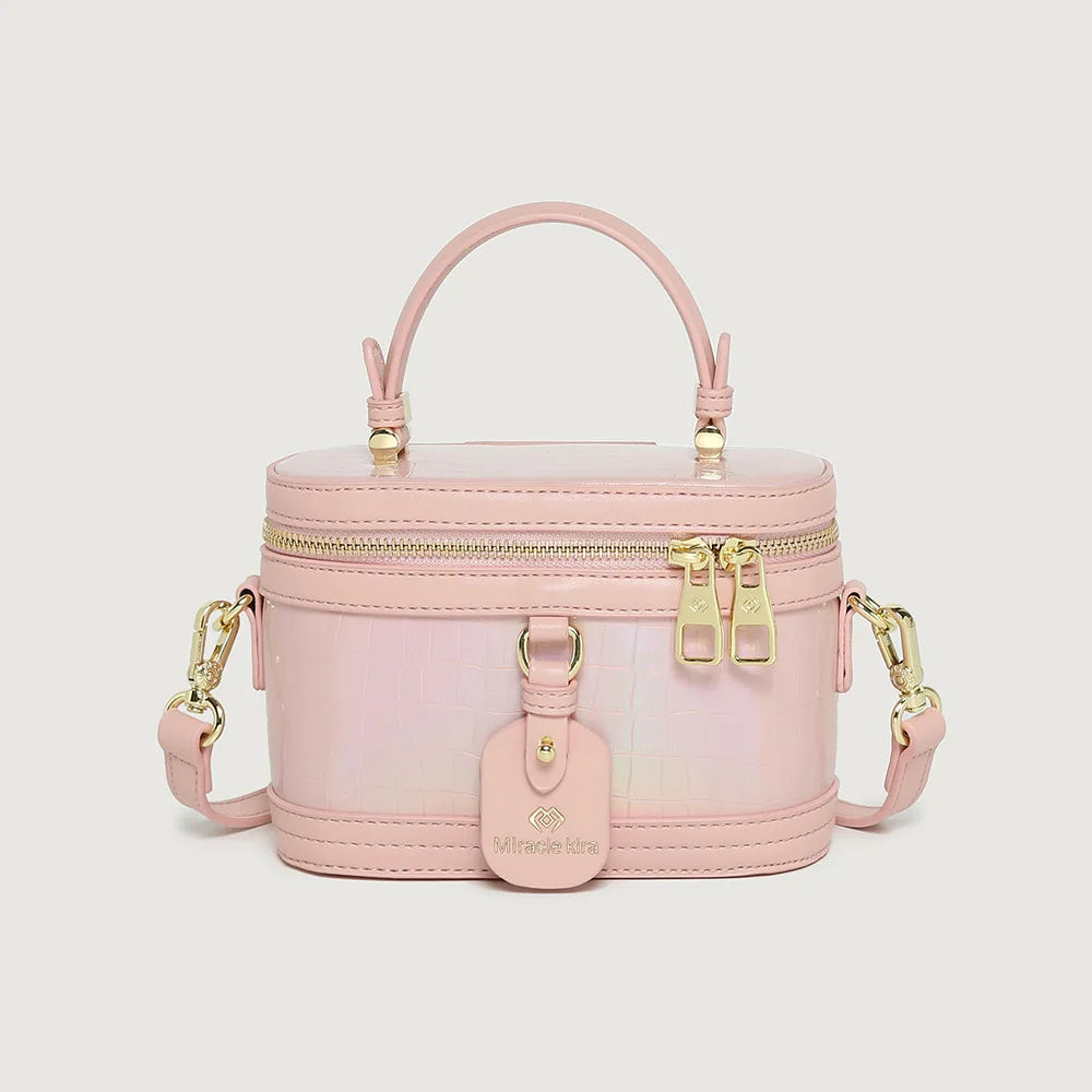 Women's Retro Nylon Bucket Bag - Contrast Color Crossbody Handbag