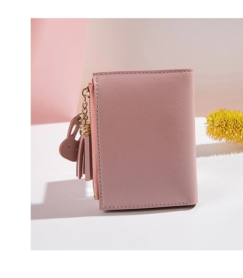 COLORBLOCK ZIP WALLET – TASSEL & BUNNY CHARM