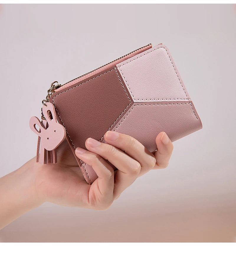COLORBLOCK ZIP WALLET – TASSEL & BUNNY CHARM