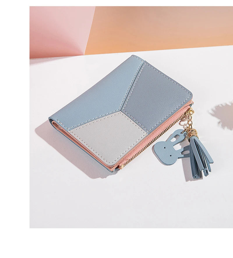 COLORBLOCK ZIP WALLET – TASSEL & BUNNY CHARM