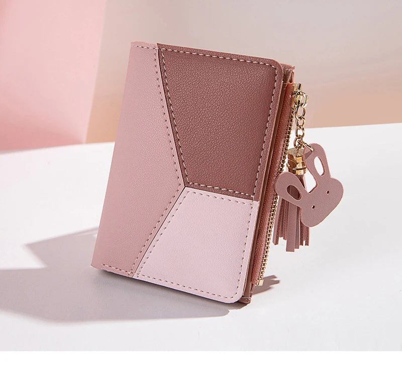 COLORBLOCK ZIP WALLET – TASSEL & BUNNY CHARM