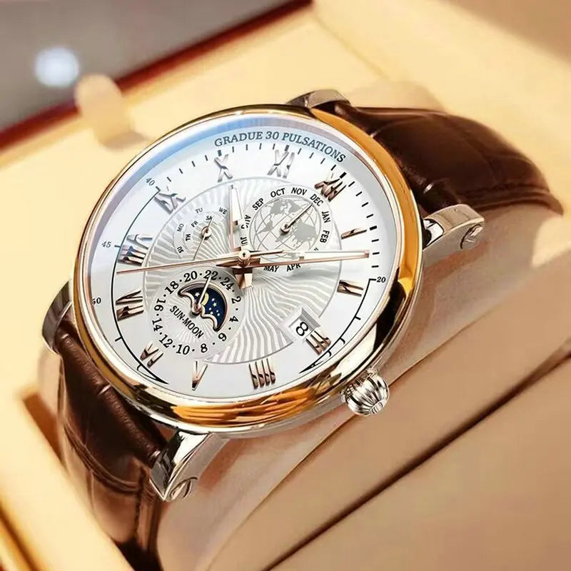 Men's Luxury Sport Watch - Waterproof Leather Quartz Wristwatch