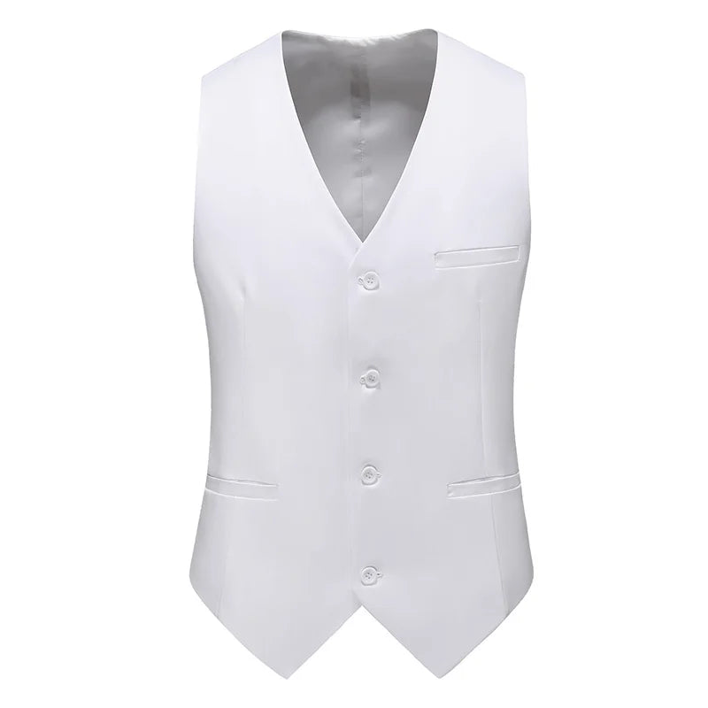 Men's Slim Fit Suit Vest – Solid Color Business Waistcoat