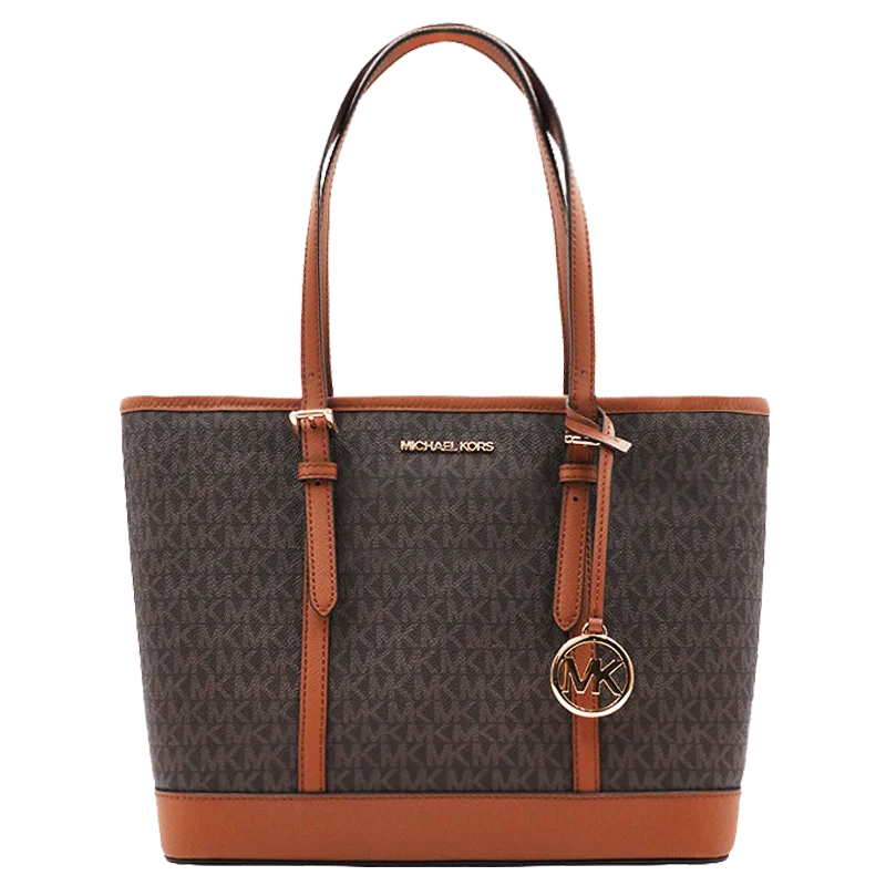 Michael Kors Signature Brown Tote Bag – Classic Monogram Design with Gold Hardware