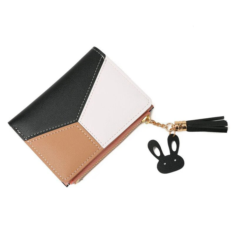 COLORBLOCK ZIP WALLET – TASSEL & BUNNY CHARM