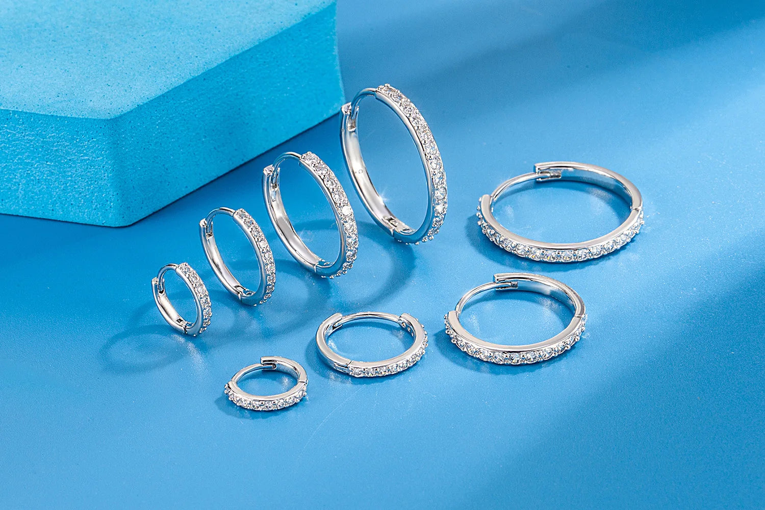 Sparkling Zircon Hoop Earrings - 925 Sterling Silver for Women