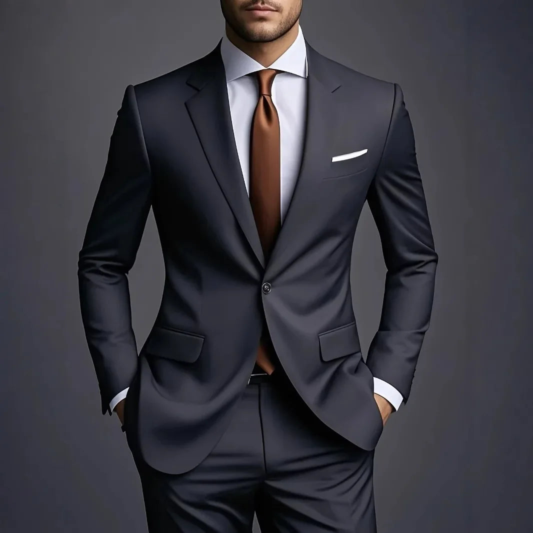 Men's Business Suit Set - Two-Piece with Waistcoat