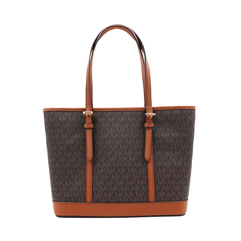 Michael Kors Signature Brown Tote Bag – Classic Monogram Design with Gold Hardware