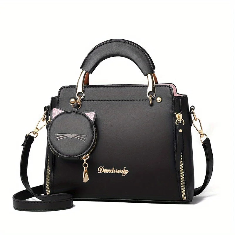 CAT-CHARM STRUCTURED HANDBAG – TOP HANDLE & SHOULDER BAG