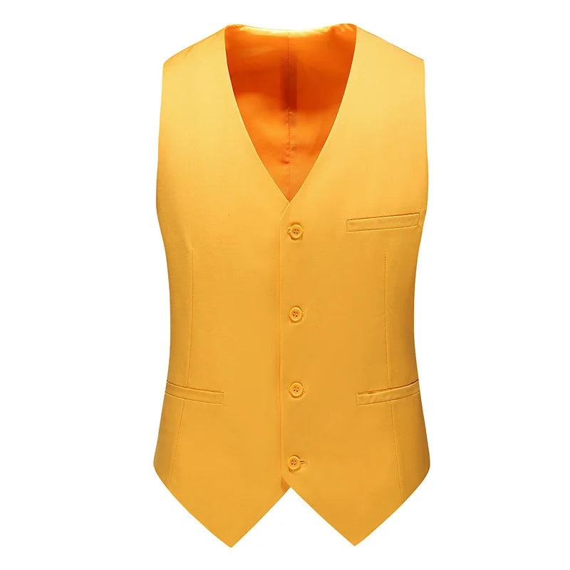 Men's Slim Fit Suit Vest – Solid Color Business Waistcoat