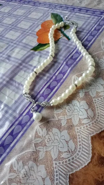 Pearl Jewelry Set - Gold Necklace & Earrings for Women