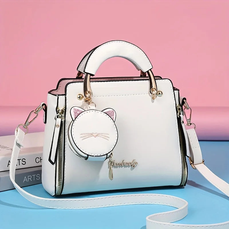 CAT-CHARM STRUCTURED HANDBAG – TOP HANDLE & SHOULDER BAG
