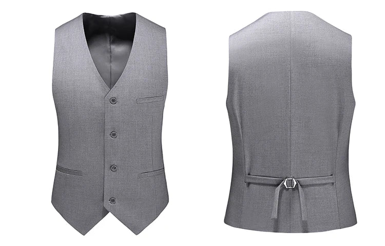 Men's Slim Fit Suit Vest – Solid Color Business Waistcoat