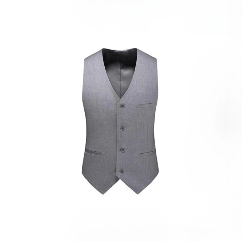 Men's Slim Fit Suit Vest – Solid Color Business Waistcoat