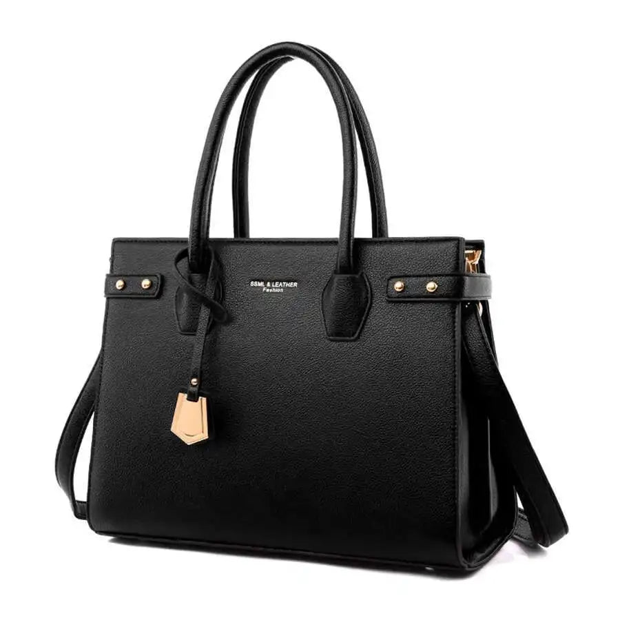 STRUCTURED LEATHER TOP-HANDLE HANDBAG