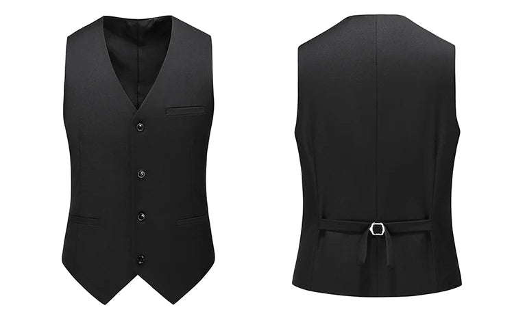 Men's Slim Fit Suit Vest – Solid Color Business Waistcoat