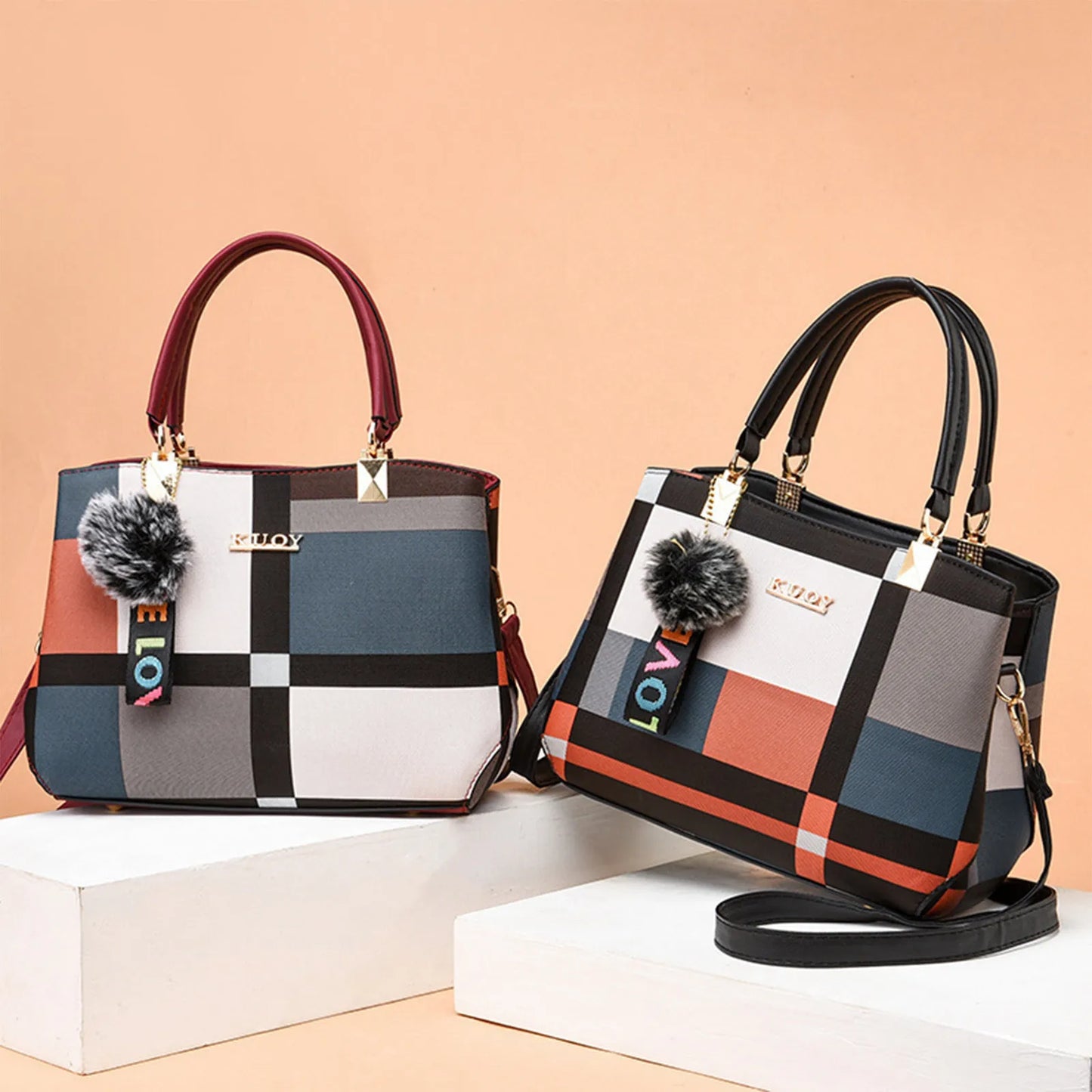 GEOMETRIC PRINT TOP-HANDLE HANDBAG – SHOULDER & CROSSBODY