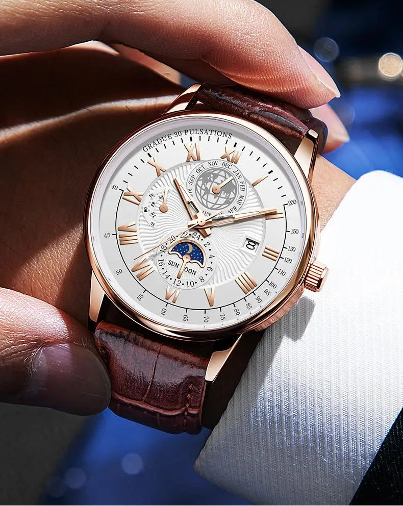 Men's Luxury Sport Watch - Waterproof Leather Quartz Wristwatch