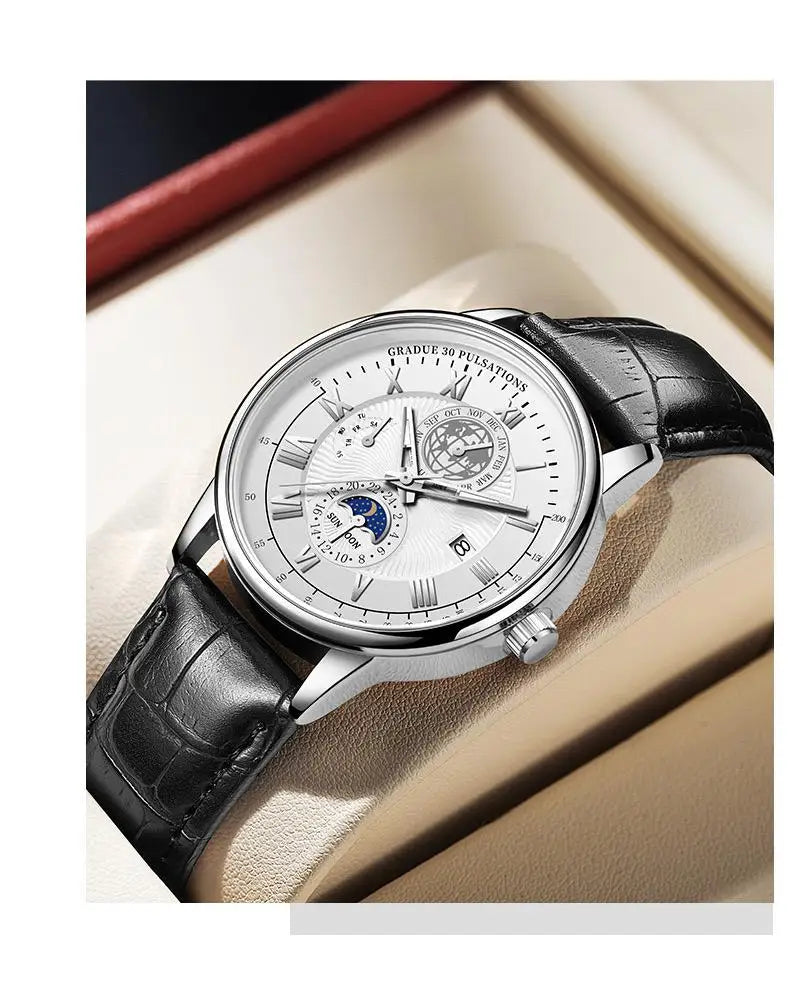 Men's Luxury Sport Watch - Waterproof Leather Quartz Wristwatch