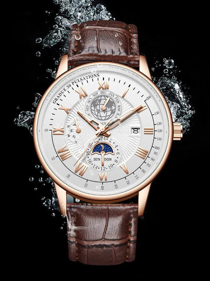 Men's Luxury Sport Watch - Waterproof Leather Quartz Wristwatch