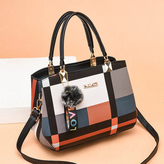 GEOMETRIC PRINT TOP-HANDLE HANDBAG – SHOULDER & CROSSBODY