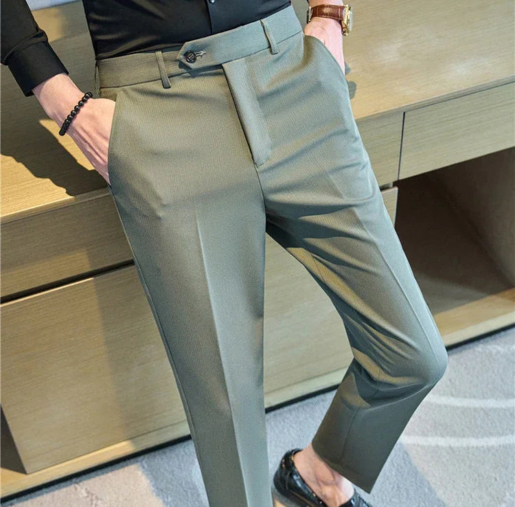 Men's Premium Striped Formal Dress Pants - Slim Fit