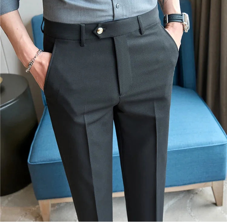 Men's Premium Striped Formal Dress Pants - Slim Fit