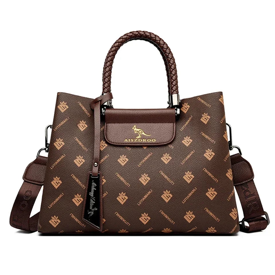 SIGNATURE MONOGRAM BRAIDED TOTE – LUXURY STRUCTURED HANDBAG