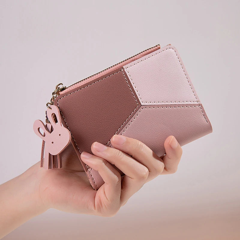 COLORBLOCK ZIP WALLET – TASSEL & BUNNY CHARM