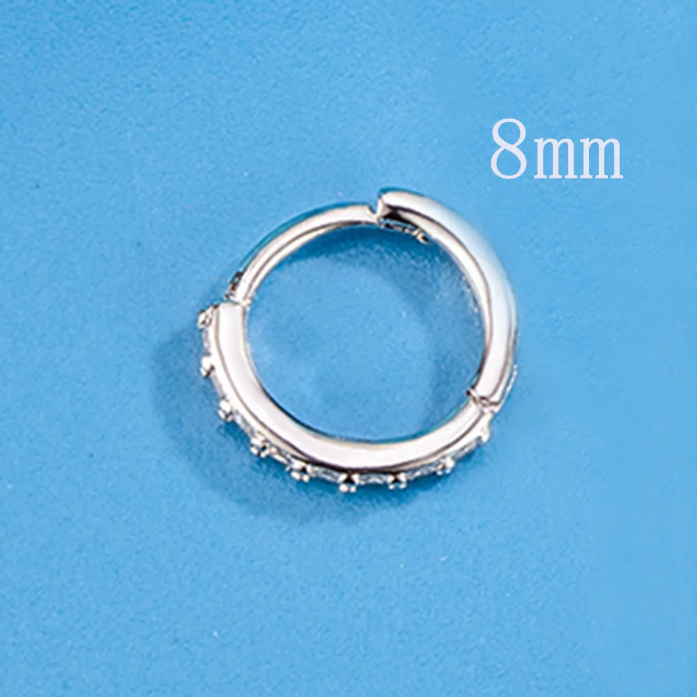 Sparkling Zircon Hoop Earrings - 925 Sterling Silver for Women