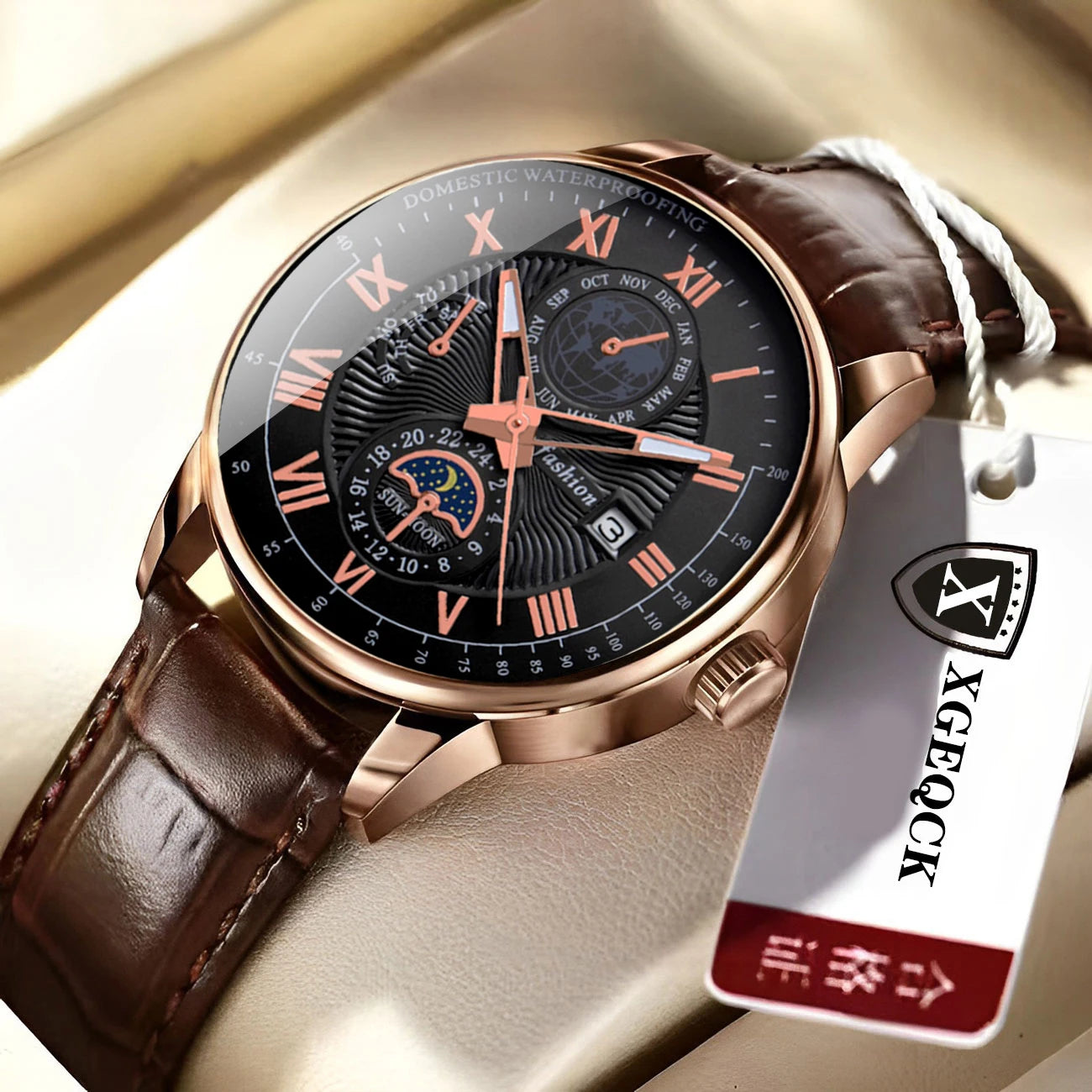 Men's Luxury Sport Watch - Waterproof Leather Quartz Wristwatch