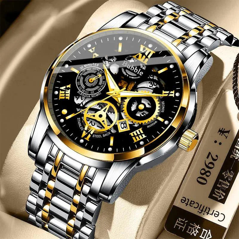 Men's Luxury Quartz Watch - Roman Numeral Waterproof Wristwatch