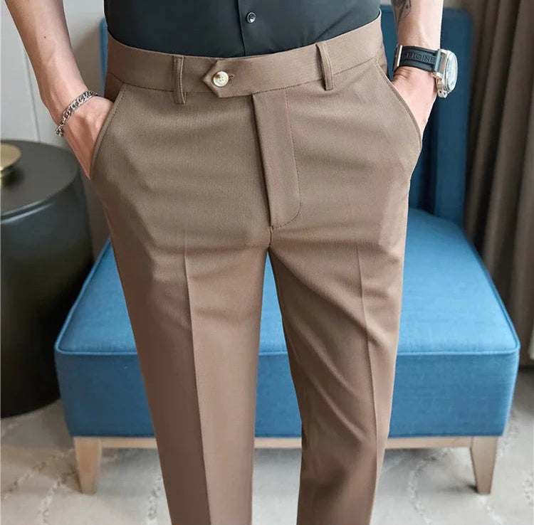 Men's Premium Striped Formal Dress Pants - Slim Fit