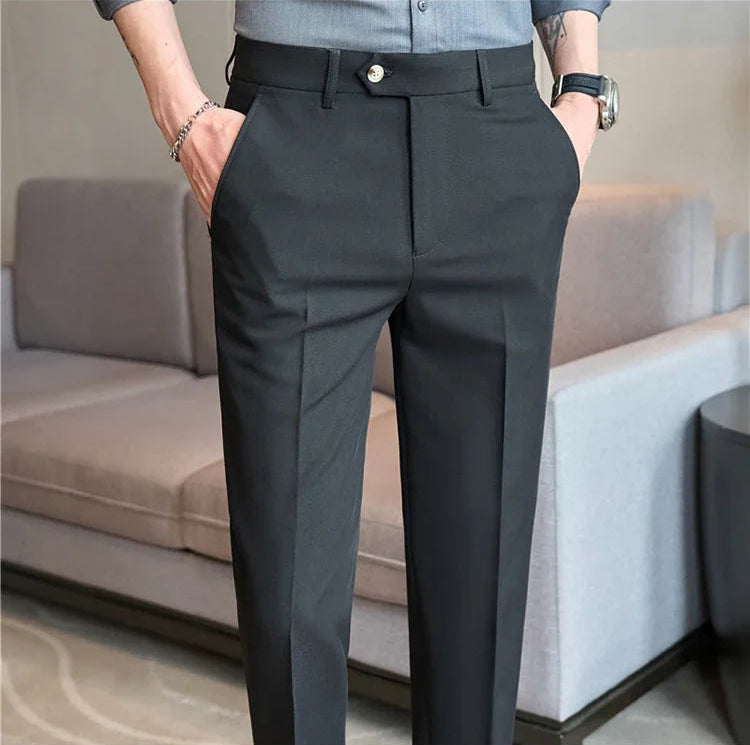 Men's Premium Striped Formal Dress Pants - Slim Fit
