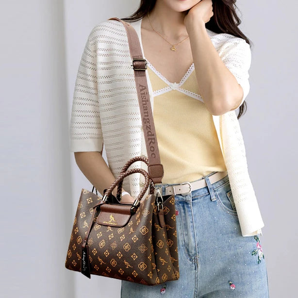 SIGNATURE MONOGRAM BRAIDED TOTE – LUXURY STRUCTURED HANDBAG