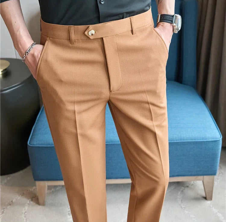 Men's Premium Striped Formal Dress Pants - Slim Fit