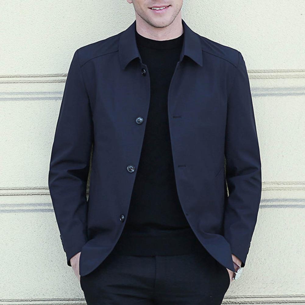 Men's Korean Style Casual Jacket - Solid Color Windbreaker Coat