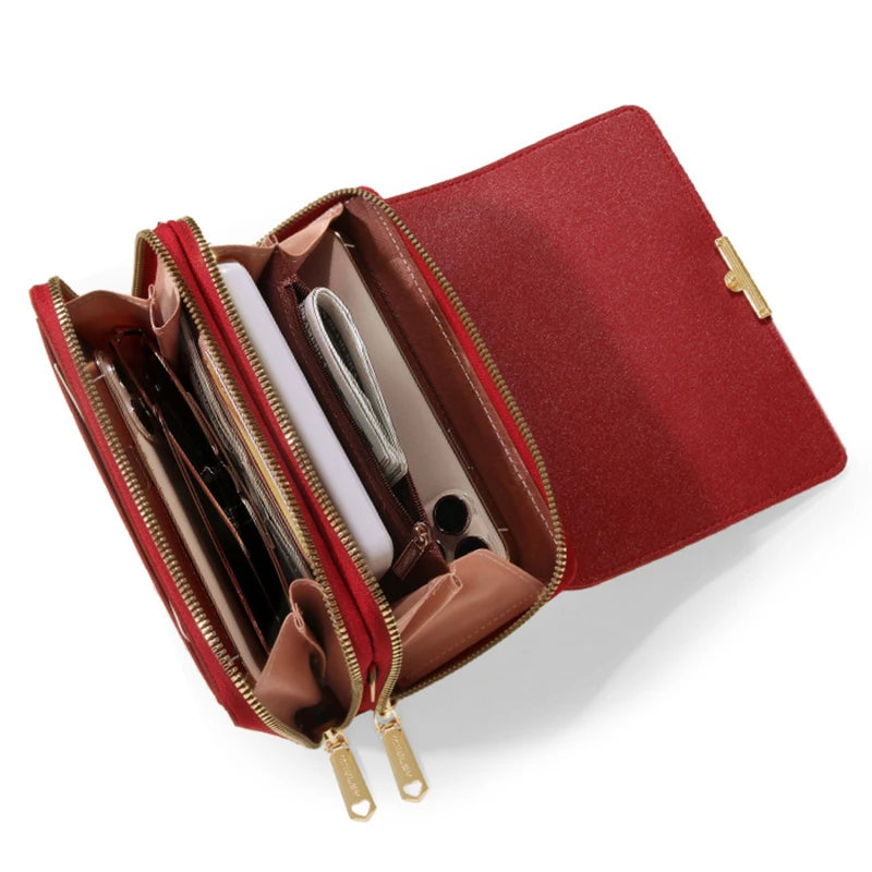 LUXE MULTI-COMPARTMENT CROSSBODY – LEATHER & GOLD ACCENTS
