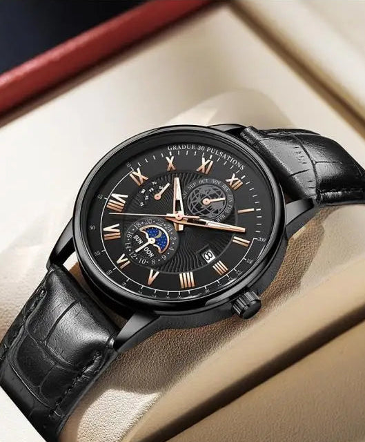 Men's Luxury Sport Watch - Waterproof Leather Quartz Wristwatch