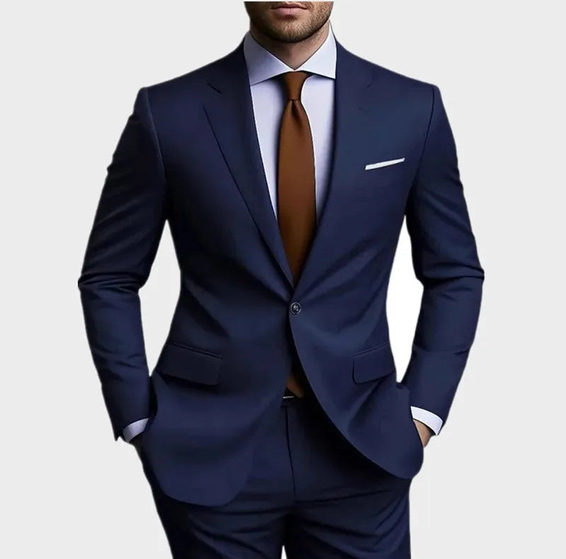 Men's Business Suit Set - Two-Piece with Waistcoat