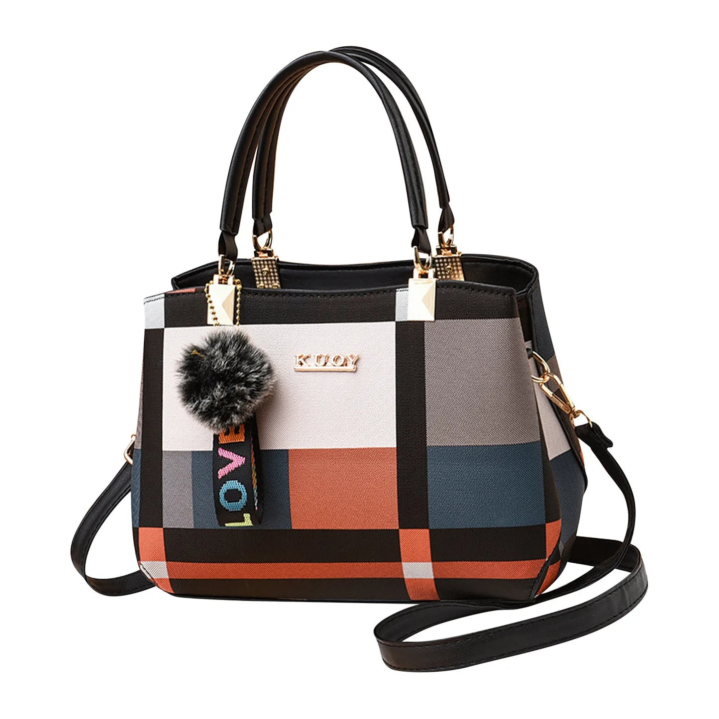GEOMETRIC PRINT TOP-HANDLE HANDBAG – SHOULDER & CROSSBODY